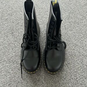 Dr. Martens Black Boots with Yellow Stitching